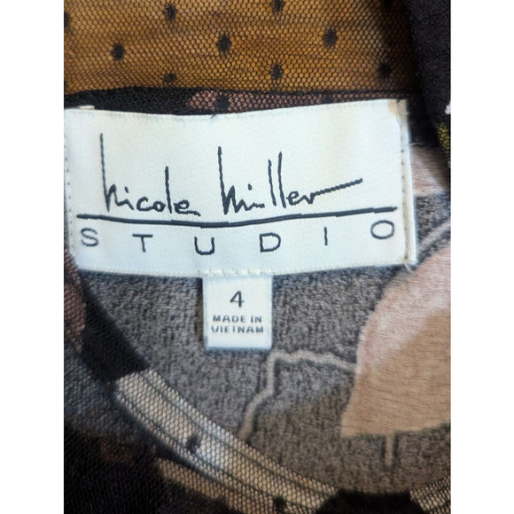 Nicole Miller Studio Black Floral Dress Size 4 - Picture 7 of 7